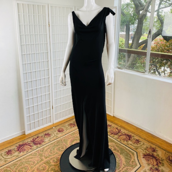 Vintage CALVIN TRAN Silk Jersey Dress w/Train, 4 / 6. - Picture 8 of 9